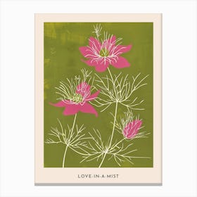 Pink & Green Love In A Mist 5 Flower Poster Canvas Print