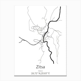 Zitsa,Greece Minimalist Map Canvas Print