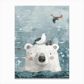 Polar Bear And Birds 2 Canvas Print