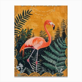 Greater Flamingo And Ferns Boho Print 2 Canvas Print