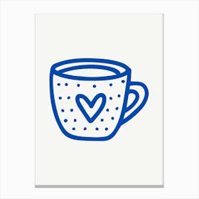 Coffee Cup With Heart Cute Canvas Print