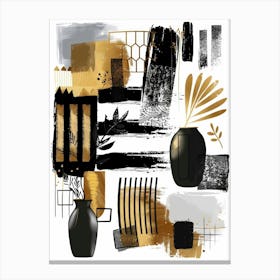 Abstract Black And Gold 3 Canvas Print