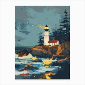 Lighthouse At Night 3 Canvas Print