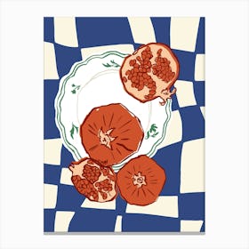 Food Illustration Pomegranate Preppy Contemporary Kitchen Canvas Print