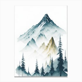 Mountain And Forest In Minimalist Watercolor Vertical Composition 143 Canvas Print