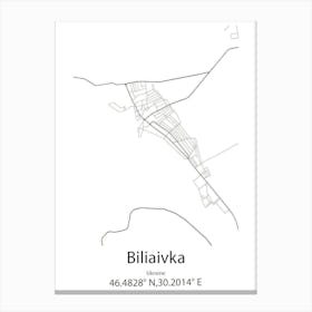 Biliaivka,Ukraine Minimalist Map Canvas Print