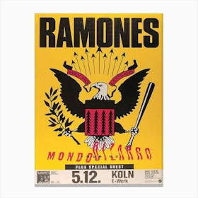 The Ramones Signed 1992 German Concert Poster Canvas Print