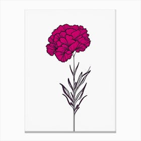 Carnation Floral Minimal Line Drawing 5 Flower Canvas Print