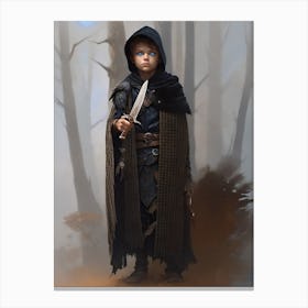 Warrior boy with knife. Leonardo Lionhart Canvas Print