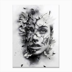 Portrait Of A Woman With Flowers Canvas Print