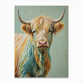 Highland Cow In Pastel 1 Canvas Print