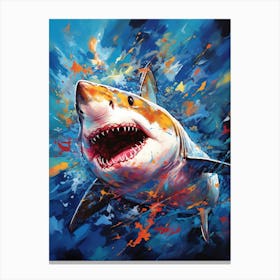  A Shark With Jaw Vibrant Paint Splash 1 Canvas Print