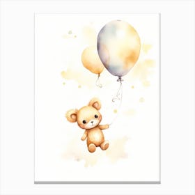 Baby Butterfly Flying With Ballons, Watercolour Nursery Art 4 Canvas Print