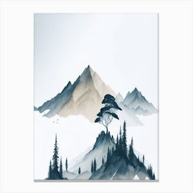 Mountain And Forest In Minimalist Watercolor Vertical Composition 348 Canvas Print