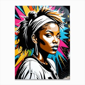 Graffiti Mural Of Beautiful Hip Hop Girl 71 Canvas Print