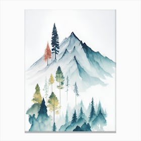 Mountain And Forest In Minimalist Watercolor Vertical Composition 279 Canvas Print