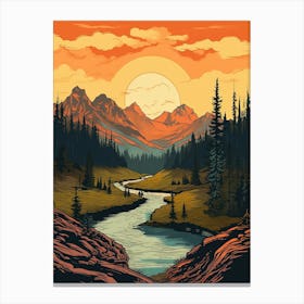 Mount Rainier National Park Retro Pop Art 15 Canvas Print