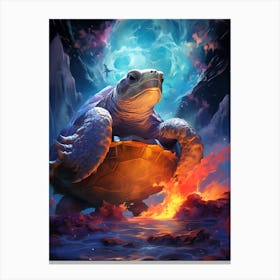 Turtle On The Moon Canvas Print