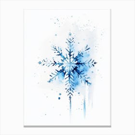 Ice, Snowflakes, Minimalist Watercolour 4 Canvas Print