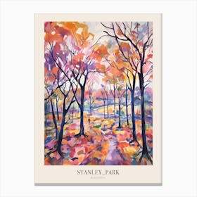 Autumn City Park Painting Stanley Park Blackpool United Kingdom 2 Poster Canvas Print