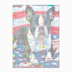 Boston Terrier Calendar 2024-2025 Canvas Print