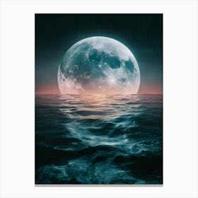 Full Moon Over The Ocean 1 Canvas Print