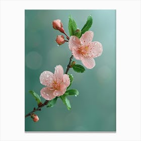 A Slender Peach Blossom Branch Hangs In The Air Leinwandbild