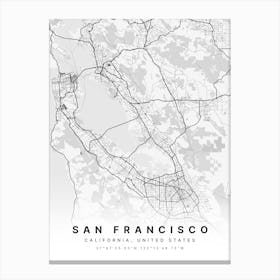 San Francisco California USA White Map Toile