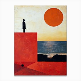 Man On A Cliff, Minimalism Canvas Print