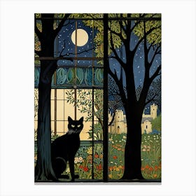 William Morris Cat In A Window Canvas Print