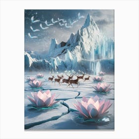 The Untamed South: A Surreal Canva Lotus Flowers In The Snow Canvas Print