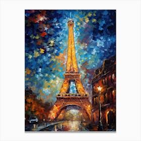 Eiffel Tower Paris France Vincent Van Gogh Style 31 Canvas Print