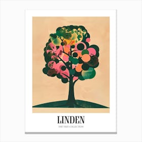 Linden Tree Colourful Illustration 3 Poster Canvas Print