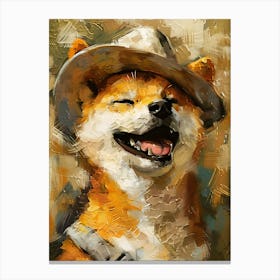 Oil Painting Smiling Shiba Inu 10 Canvas Print