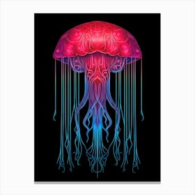 Turritopsis Dohrnii Importal Jellyfish Neon Illustration 2 Canvas Print