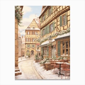 Vintage Winter Illustration Colmar France 4 Canvas Print