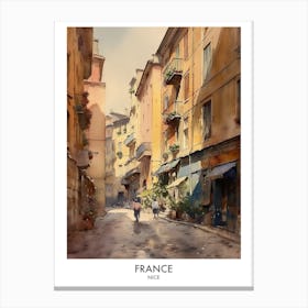 Nice, France 8 Watercolor Travel Poster Canvas Print