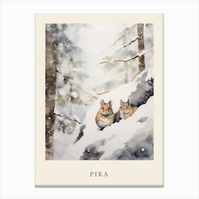 Winter Watercolour Pika 2 Poster Canvas Print