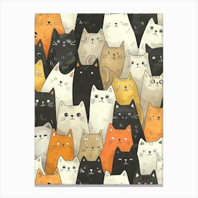 Perfectly Repeatable Artwork With Cute Cat Faces 55 Canvas Print