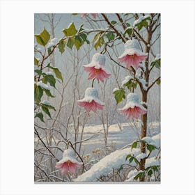 Snowy Flowers Canvas Print