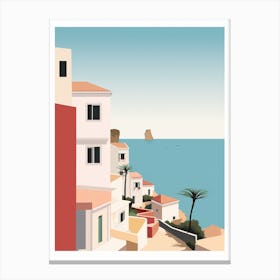 Vintage Retro Print Of Praia Dona Ana, Lagos Portugal 1 Canvas Print