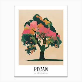 Pecan Tree Colourful Illustration 2 Poster Canvas Print