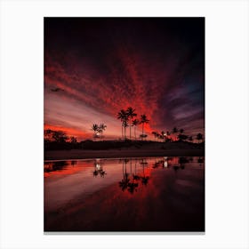 Sunset Palm Reflection Canvas Print