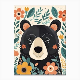 Floral Cute Baby Bear Nursery (3) Canvas Print