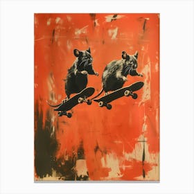 Two Mice On Skateboards Canvas Print