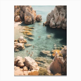 Swimming Along The Coast, Italy, Summer Vintage Photography Canvas Print