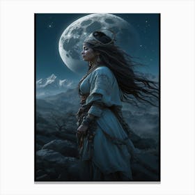 Woman In The Moonlight Canvas Print