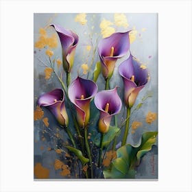 Gold Plated Purple Calla Lily Flowers Pt. 2 Canvas Print