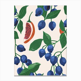 Blueberry & Fig Slice Pattern Illustration Canvas Print
