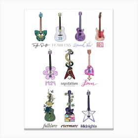 Guitars taylor swift album titles Canvas Print